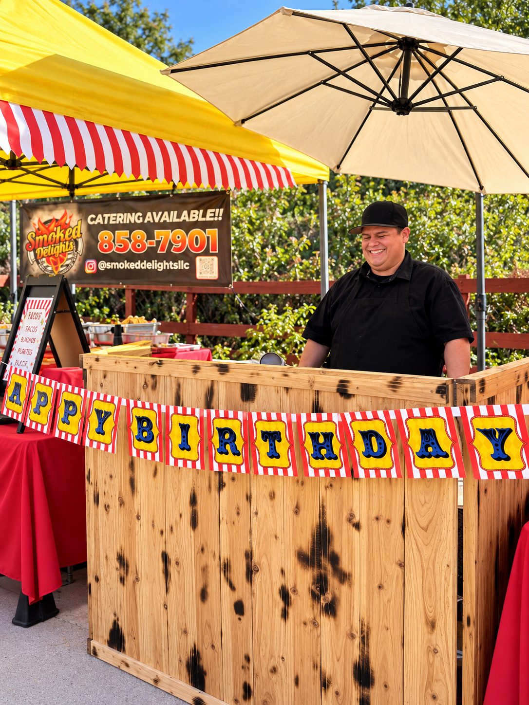 Birthday party catering booth