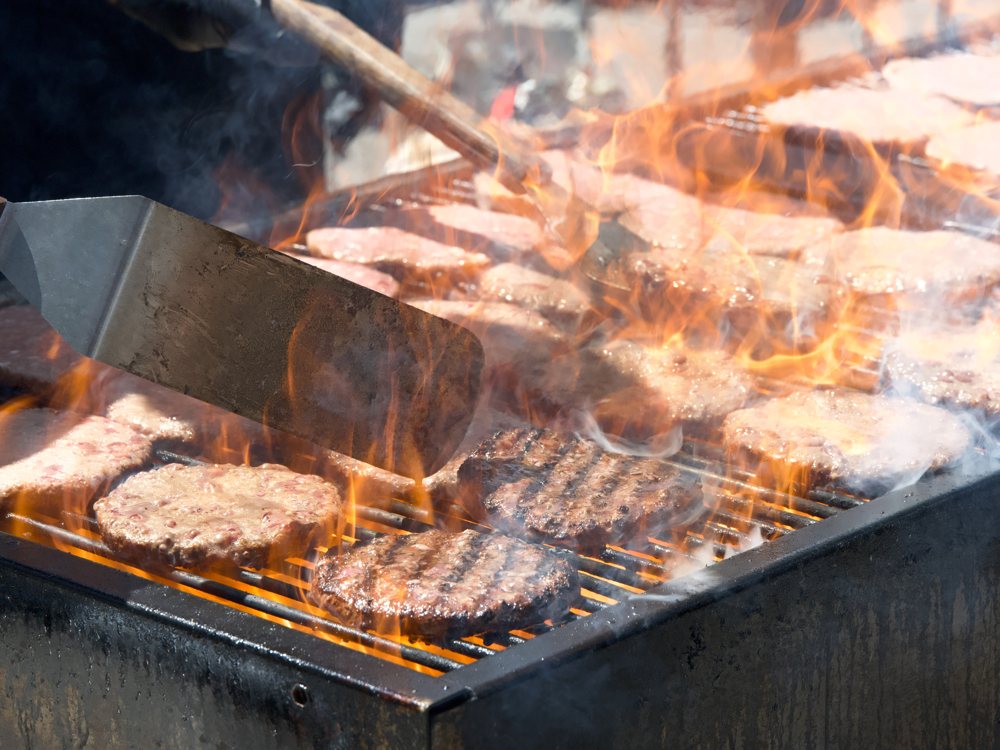 Burgers on the grill